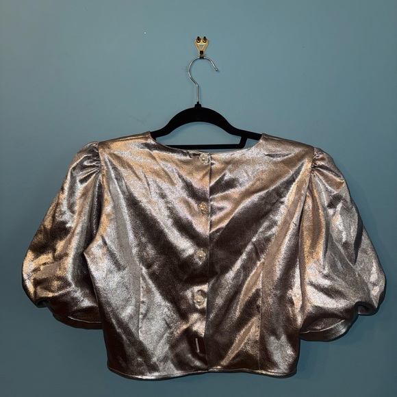 Zara Metallic Puff Sleeve Top - Picture 2 of 4